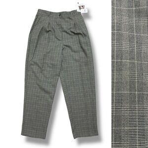 NWT Vintage Jaclyn Smith Tan & Black Plaid Pleated Pants Womens Size 14 Academia